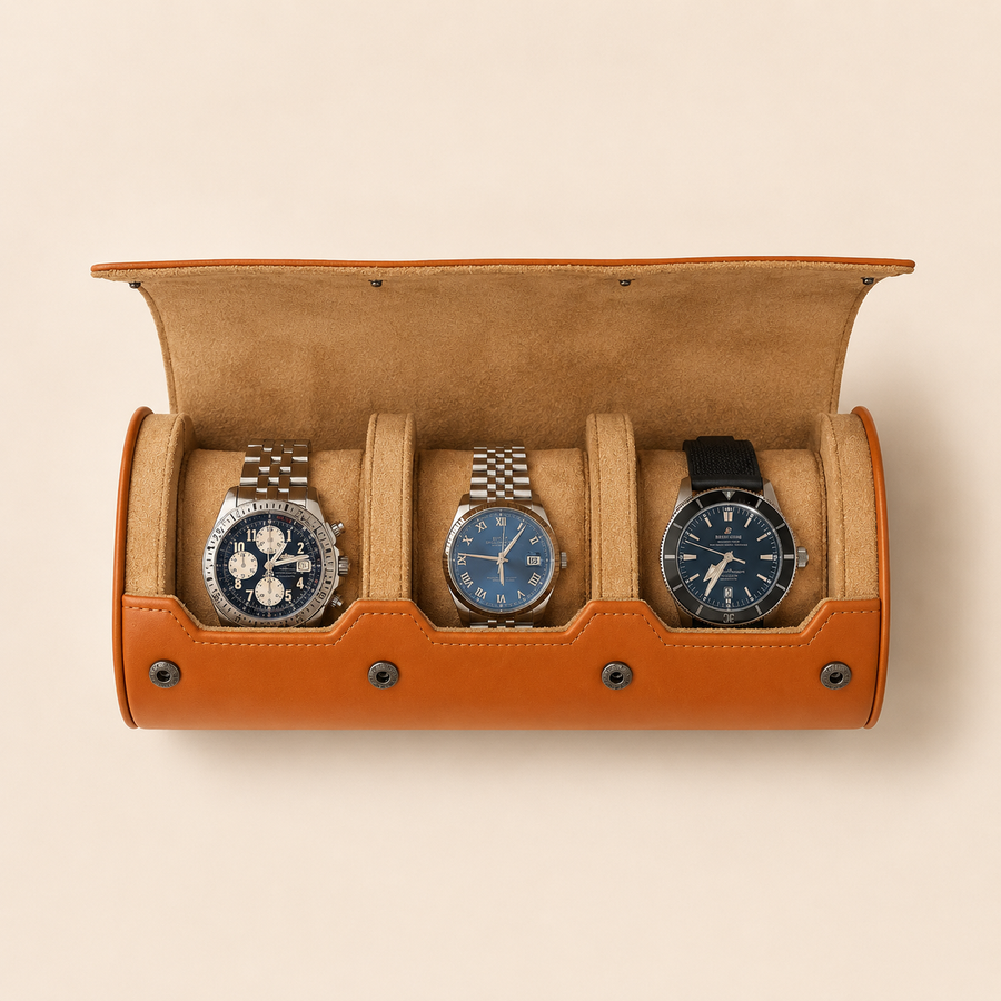 Watchroll for 3 watches / Cognac