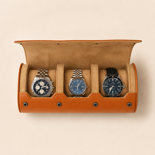 Watchroll for 3 watches / Cognac