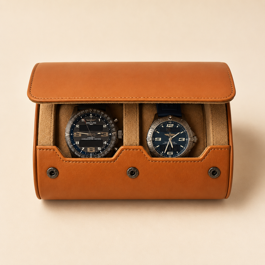 Watchroll for 2 watches / Cognac